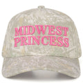 C.C Midwest Princess Letter Embroidered Camo Trucker Hat - Pink Lettering