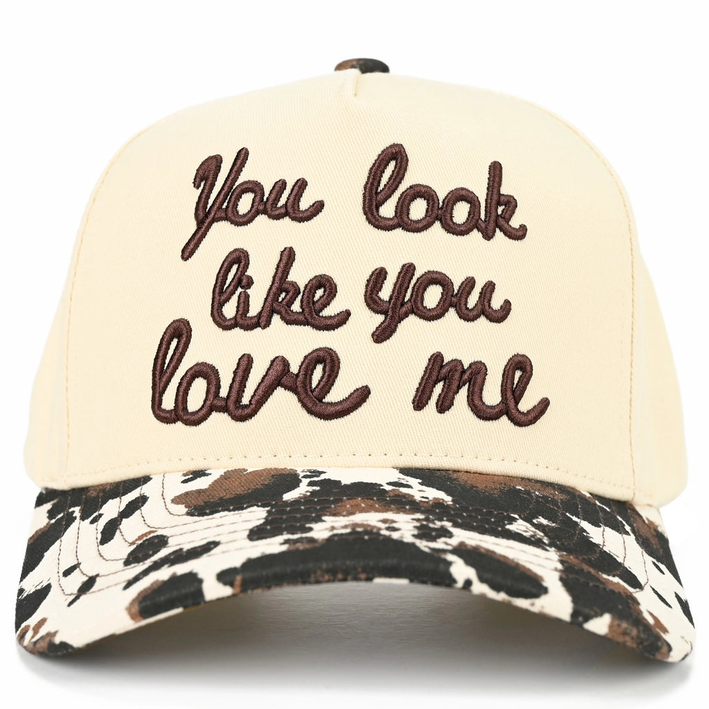 C.C You Look Like You Love Me Embroidered Trucker Hat - Cow Print