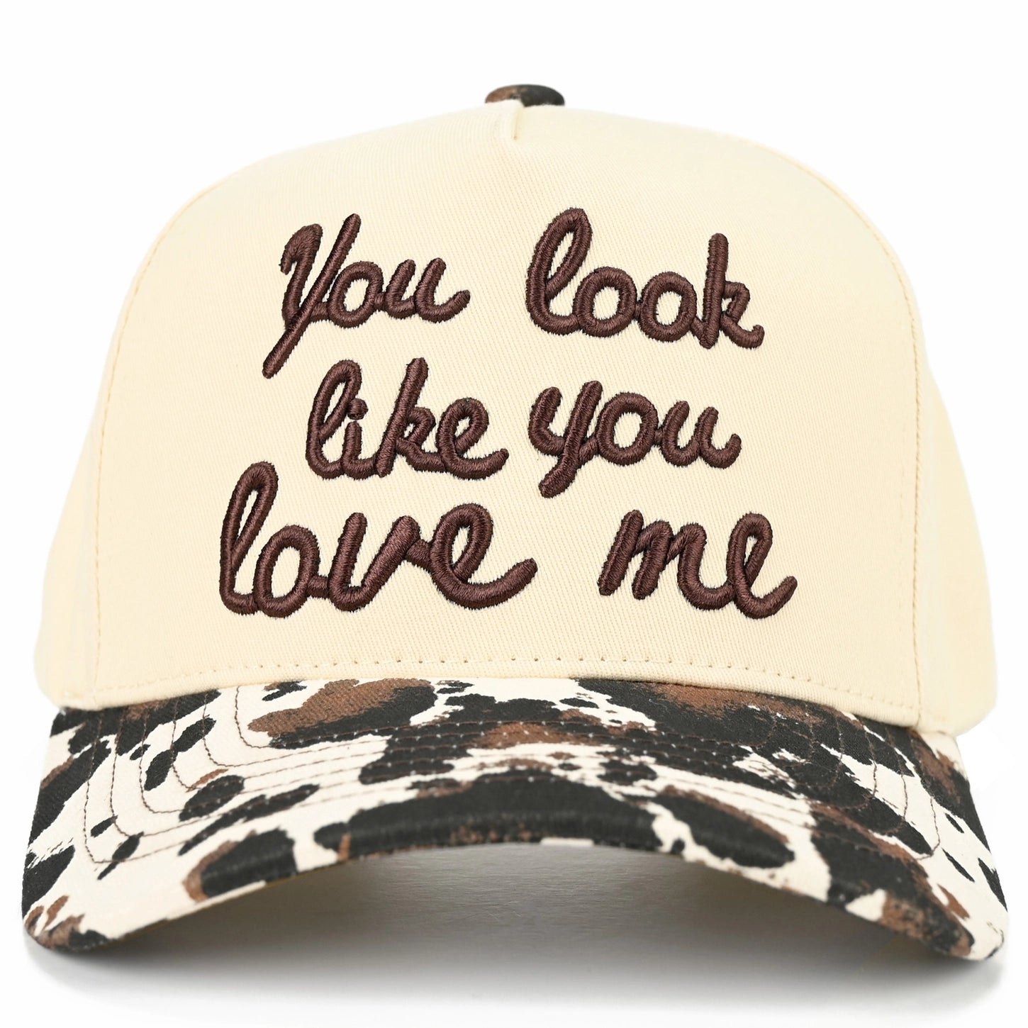 C.C You Look Like You Love Me Embroidered Trucker Hat - Cow Print