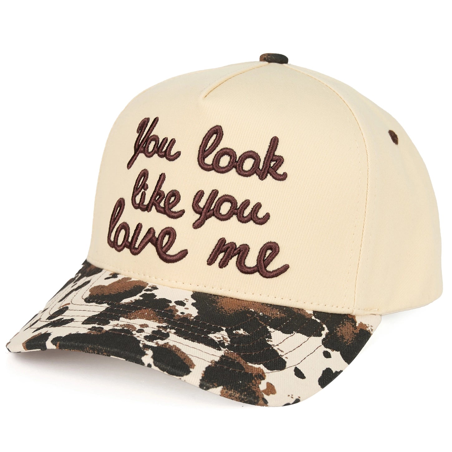 C.C You Look Like You Love Me Embroidered Trucker Hat - Cow Print